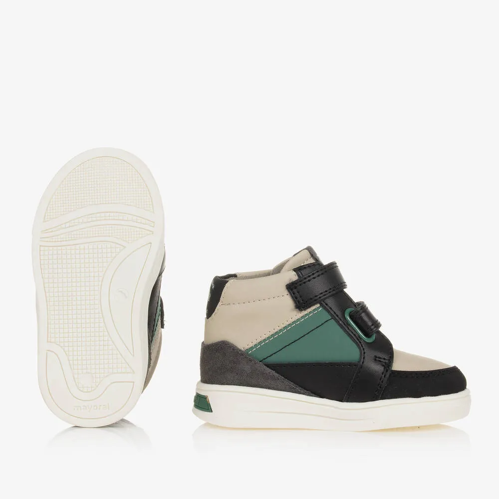 Boys Green & Black Velcro Trainers