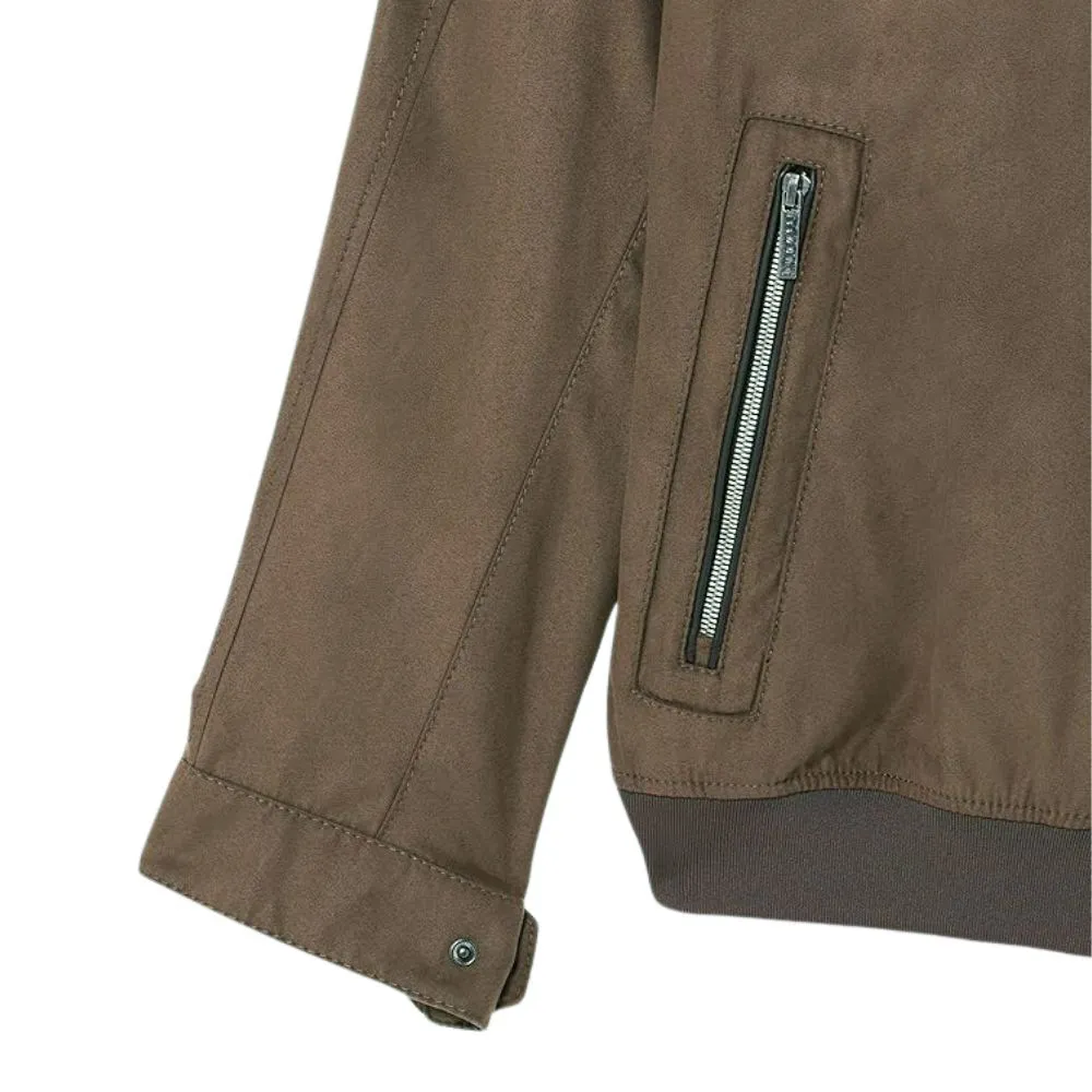 BUGATTI Khaki Faux Suede Zip Through Blouson Jacket | Menswear Online