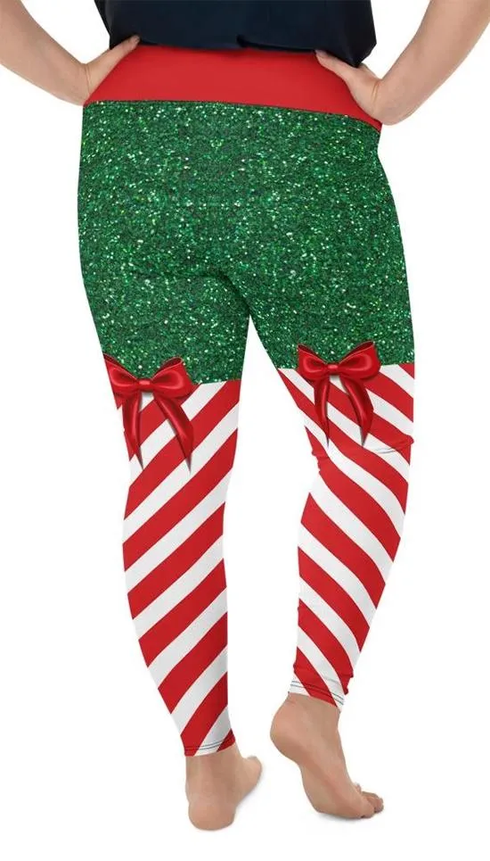 Candy Stripe Christmas Plus Size Leggings