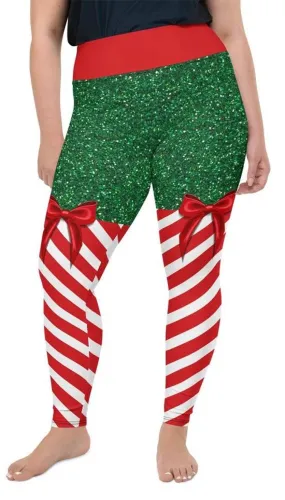 Candy Stripe Christmas Plus Size Leggings