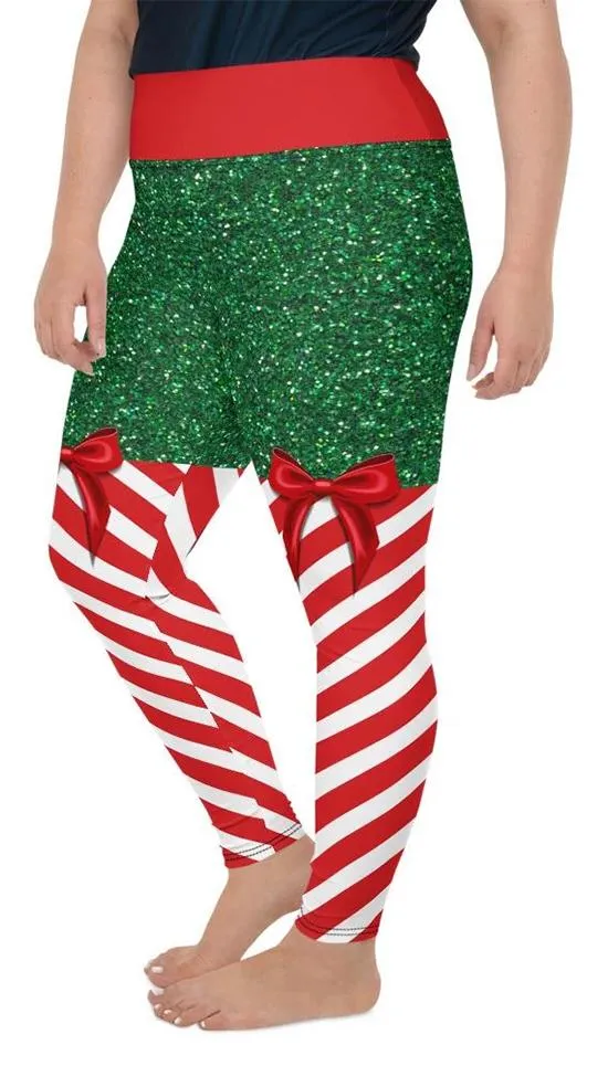 Candy Stripe Christmas Plus Size Leggings