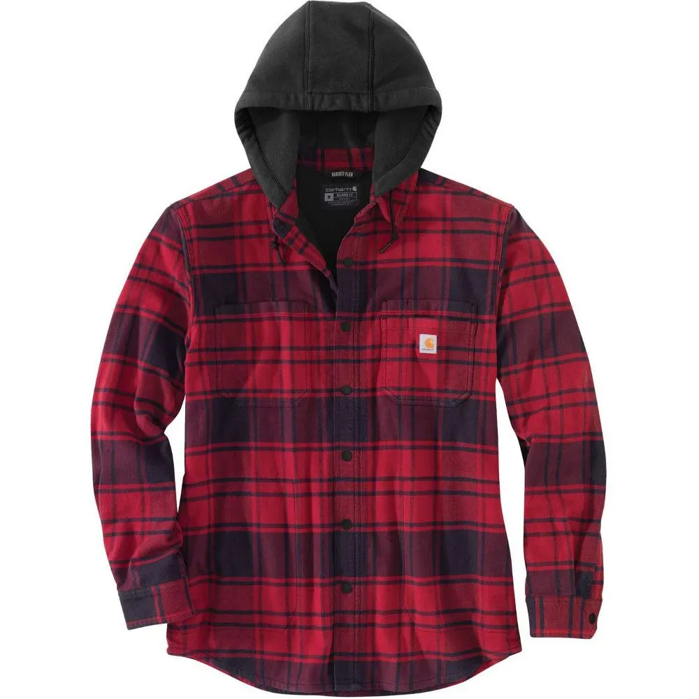 Carhartt Mens Flannel Fleece Lined Hooded Shirt Jacket