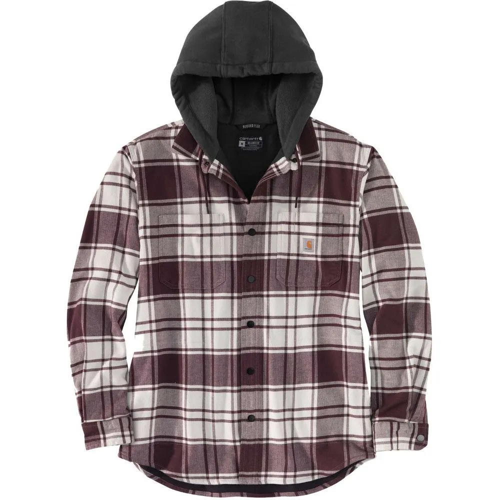 Carhartt Mens Flannel Fleece Lined Hooded Shirt Jacket