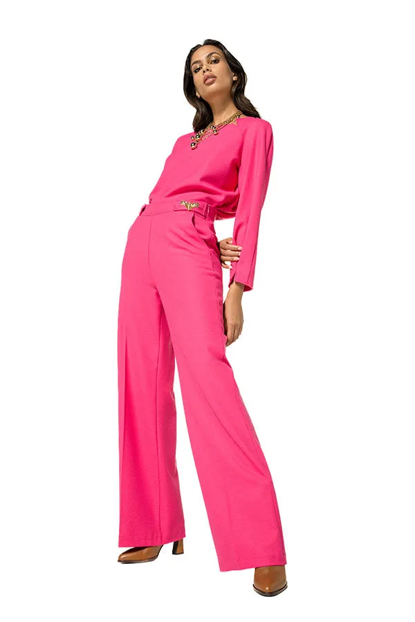 Caroline Biss HOT PINK BUTTERFLY DETAIL STRAIGHT TROUSERS