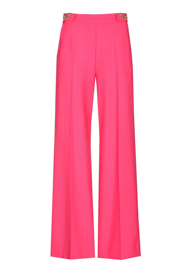 Caroline Biss HOT PINK BUTTERFLY DETAIL STRAIGHT TROUSERS