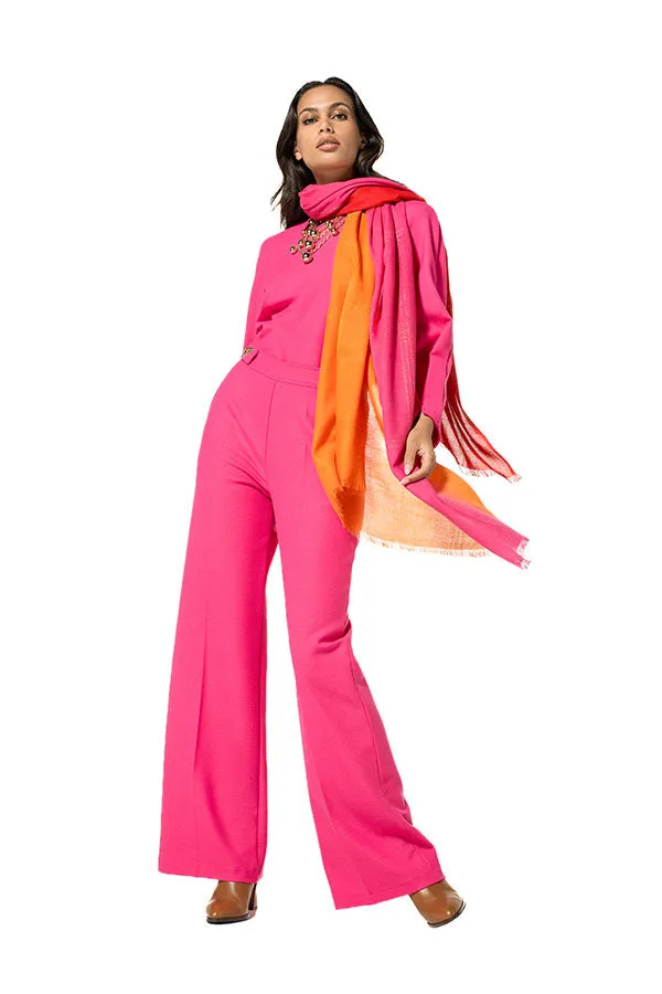 Caroline Biss HOT PINK BUTTERFLY DETAIL STRAIGHT TROUSERS