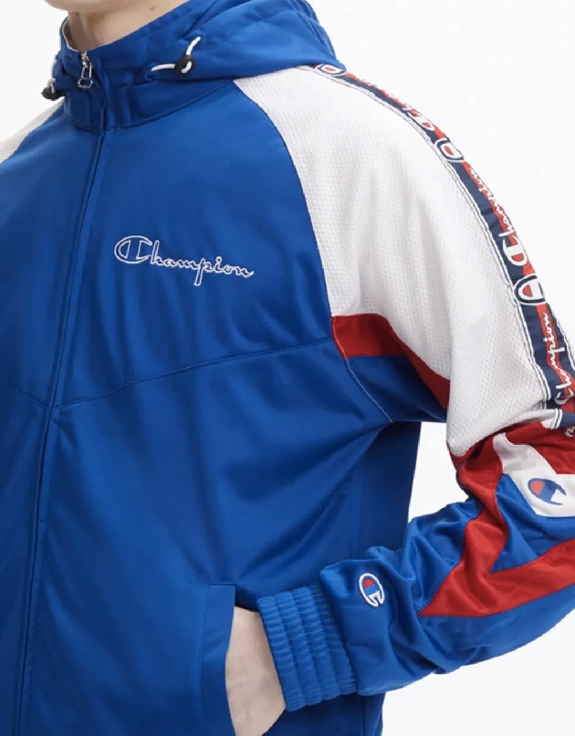 Champion Europe Archive Jacquard Logo Tape Hooded Track Jacket Surf The Web