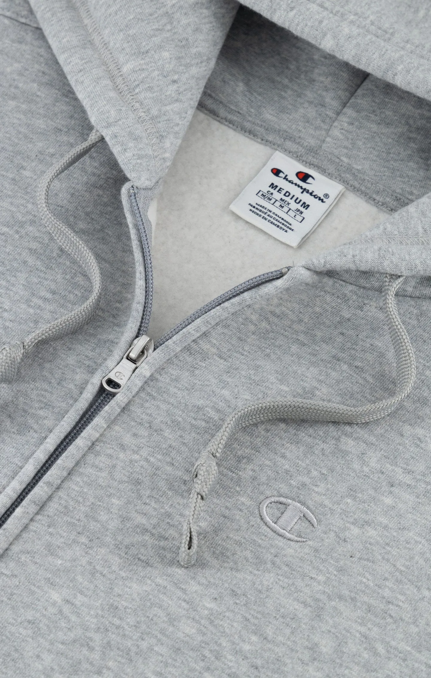 Champion Icons Light Grey Full-Zip C Logo Fleece Hoodie