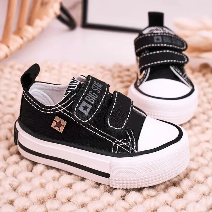 Children's Low Sneakers With Velcro Big Star HH374200 Black