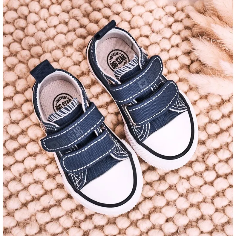 Children's Low Sneakers With Velcro Big Star HH374201 Navy Blue