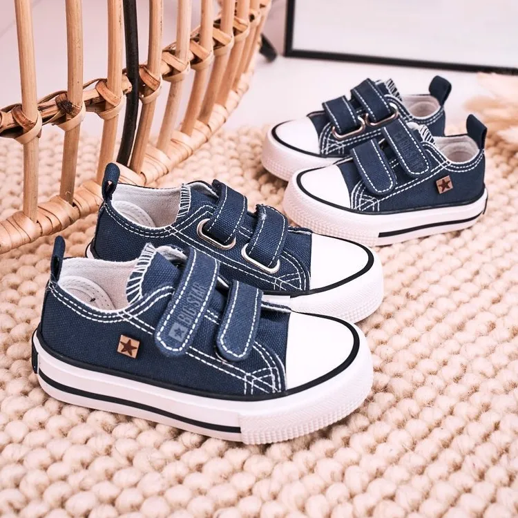 Children's Low Sneakers With Velcro Big Star HH374201 Navy Blue