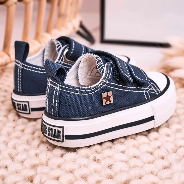 Children's Low Sneakers With Velcro Big Star HH374201 Navy Blue