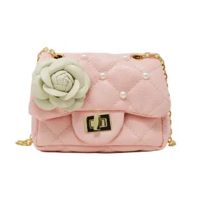 Classic Quilted Flower Pearl Handbag - Pink