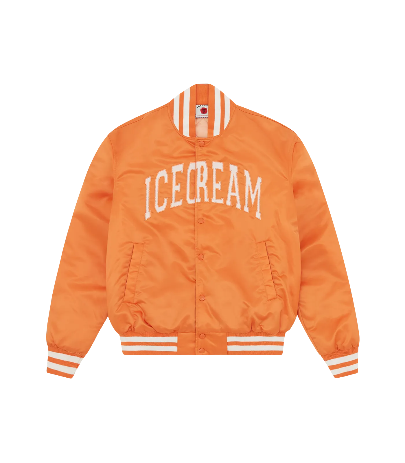 COLLEGE SATIN BOMBER JACKET - ORANGE