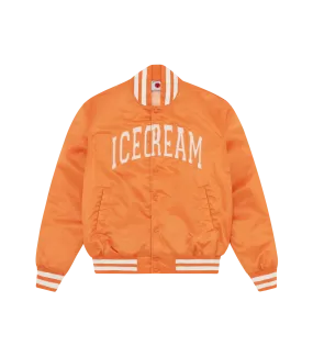 COLLEGE SATIN BOMBER JACKET - ORANGE