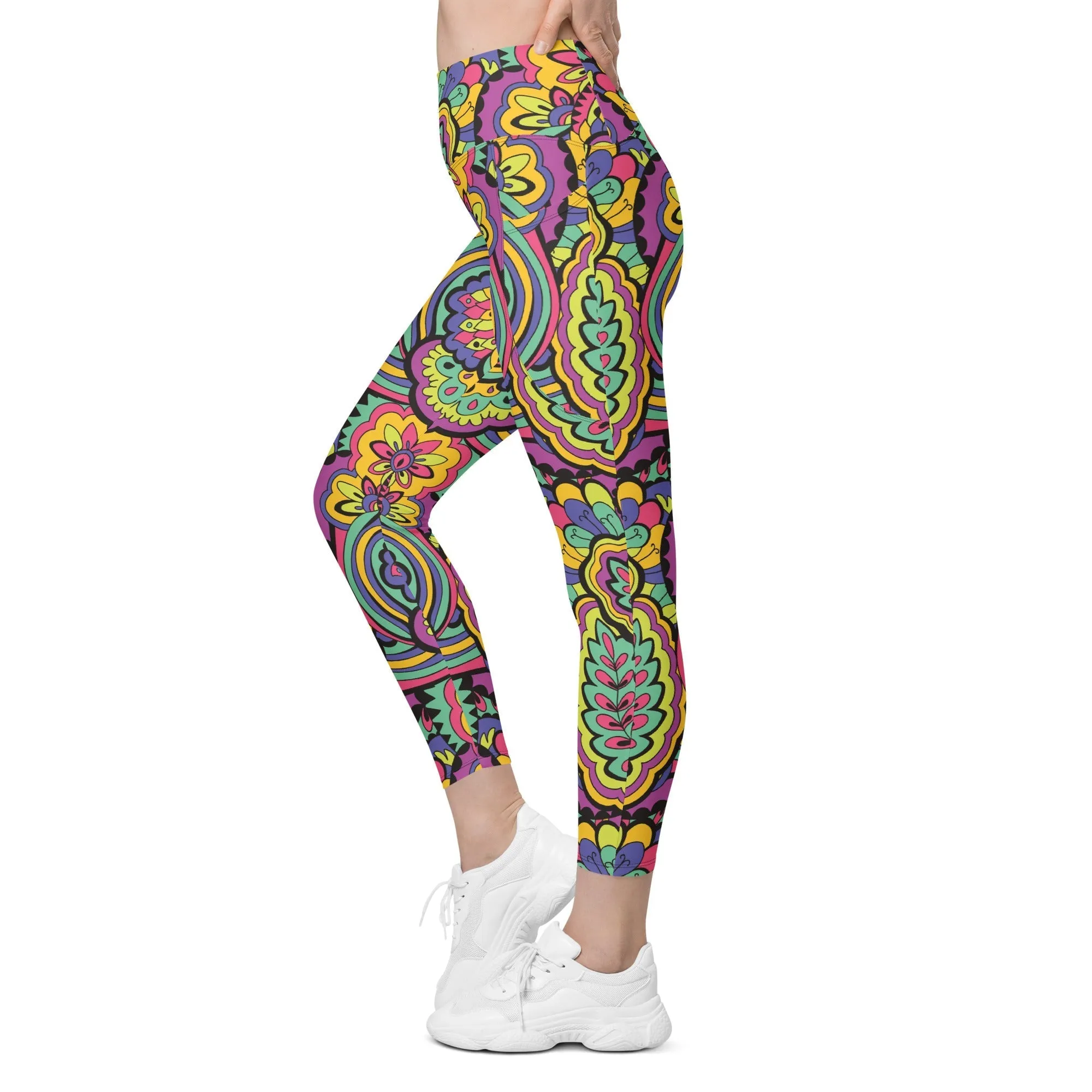 Colorful Fun Pattern Leggings With Pockets