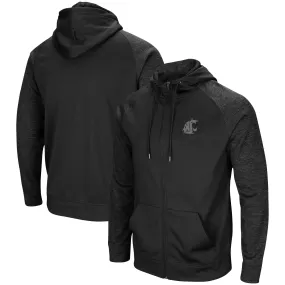 Colosseum Washington State Cougars Black Blackout 3.0 Tonal Raglan Full-Zip Hoodie