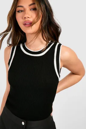 Contrast Binding Knitted Tank Top