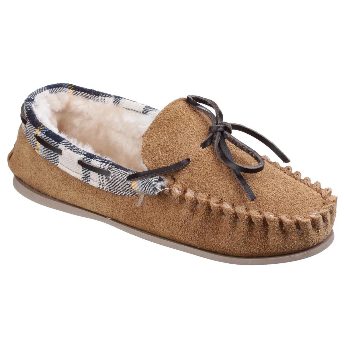 Cotswold Kilkenny Slip on Moccasin Slipper Tan