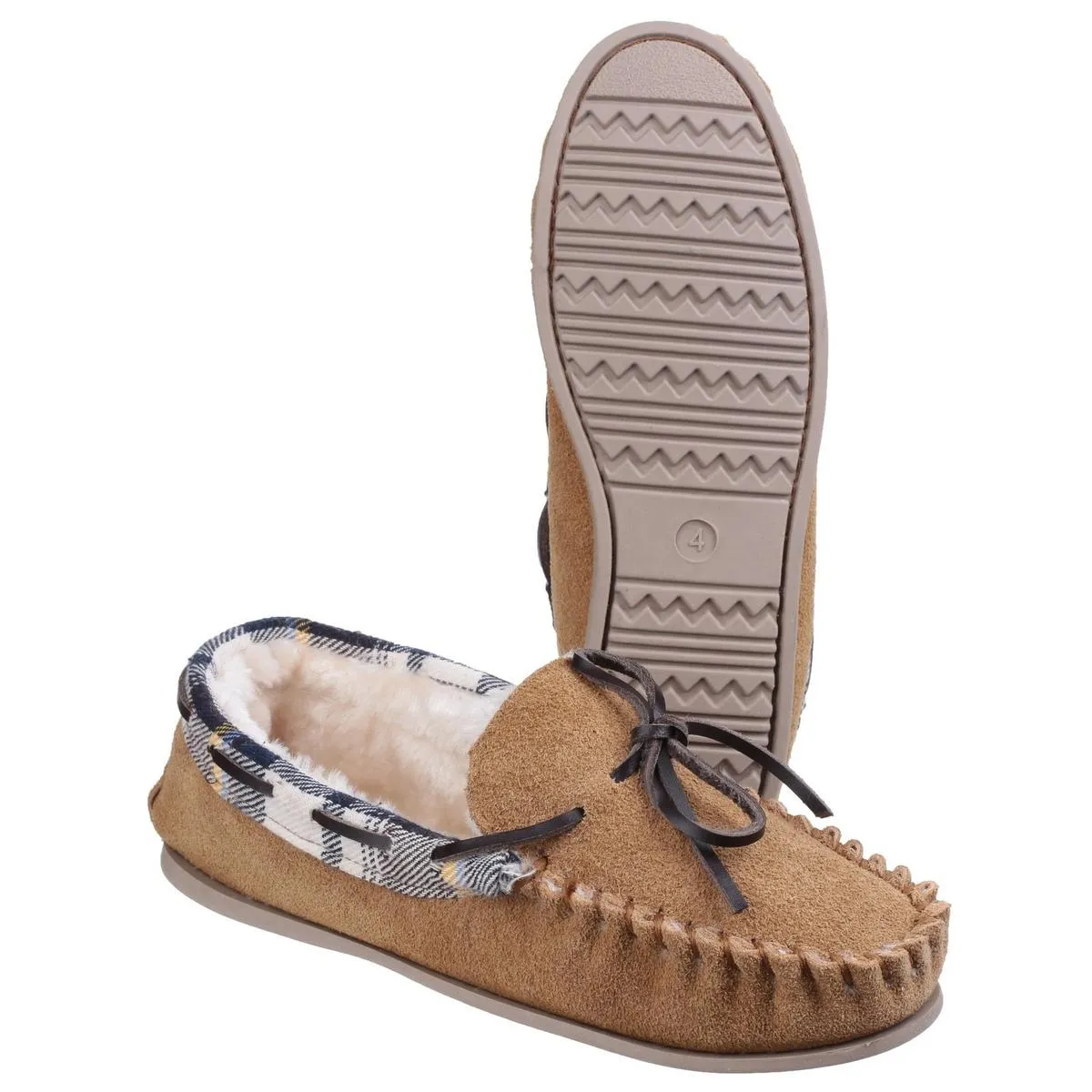 Cotswold Kilkenny Slip on Moccasin Slipper Tan