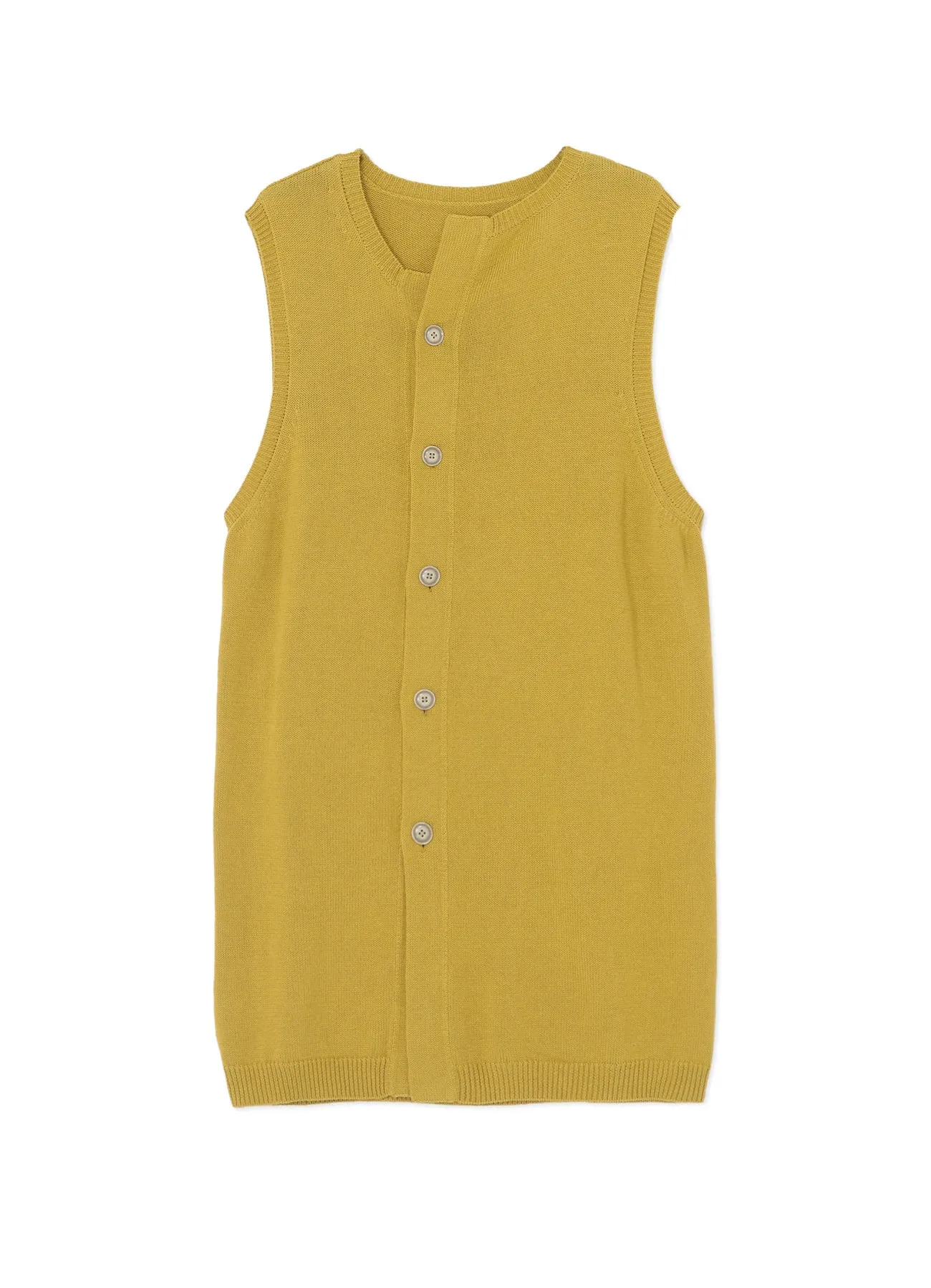 COTTON LINEN 30/2 LONG VEST WITH UNEVEN NECKLINE