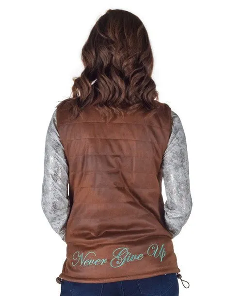 Cowgirl Tuff Womens Midweight Logo Brown Poly/Spandex Faux Leather Vest