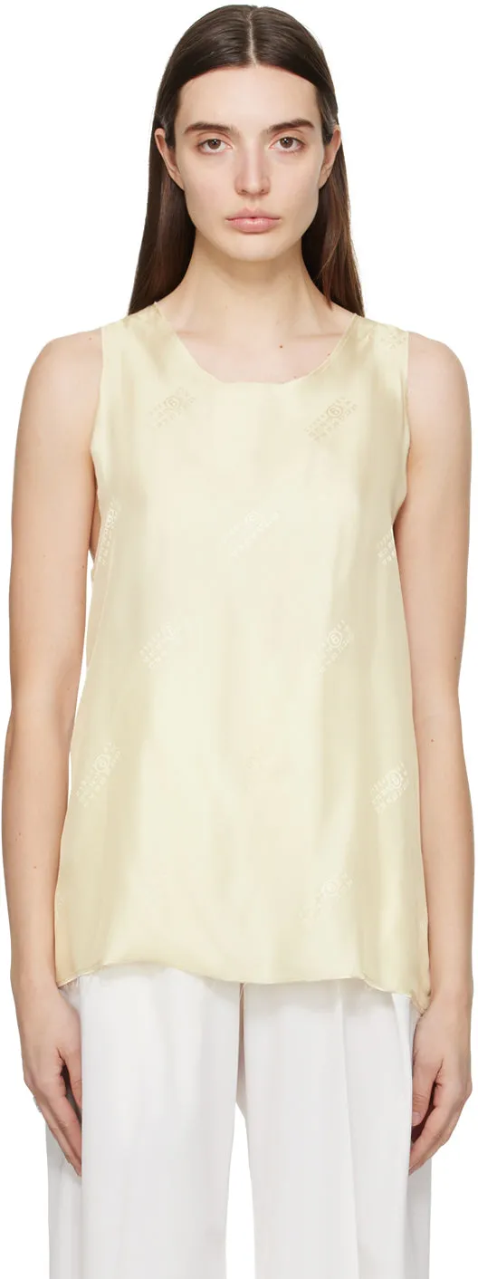 CREAM SATIN TANK - MM6