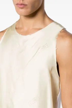 CREAM SATIN TANK - MM6