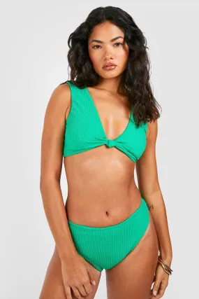 Crinkle Tie Front Bikini Set