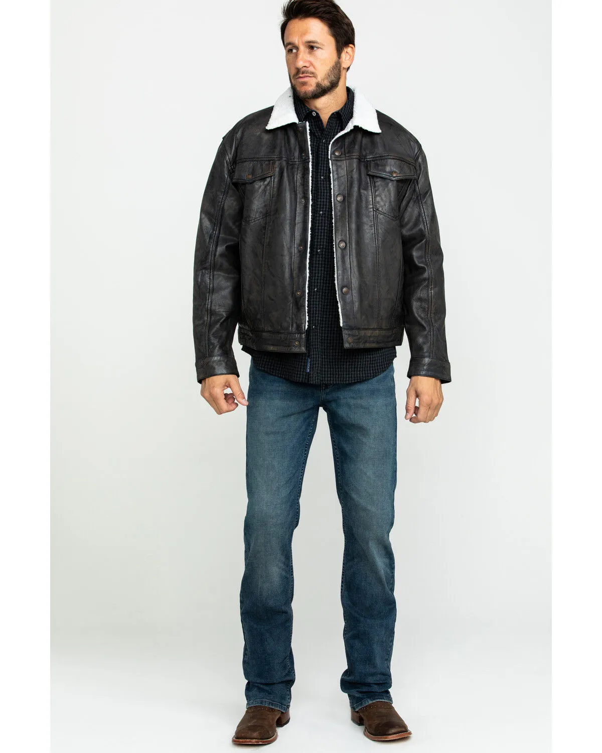 Cripple Creek Men's Concealed Carry Sherpa Lined Leather Jacket