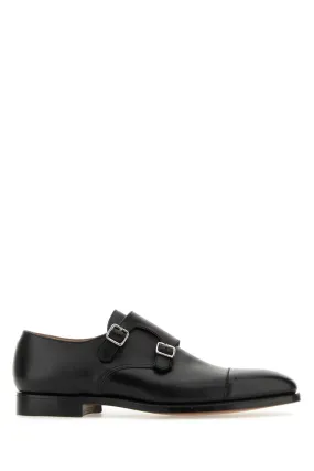 Crockett&Jones Black Leather Lowndes Monk Strap Shoes