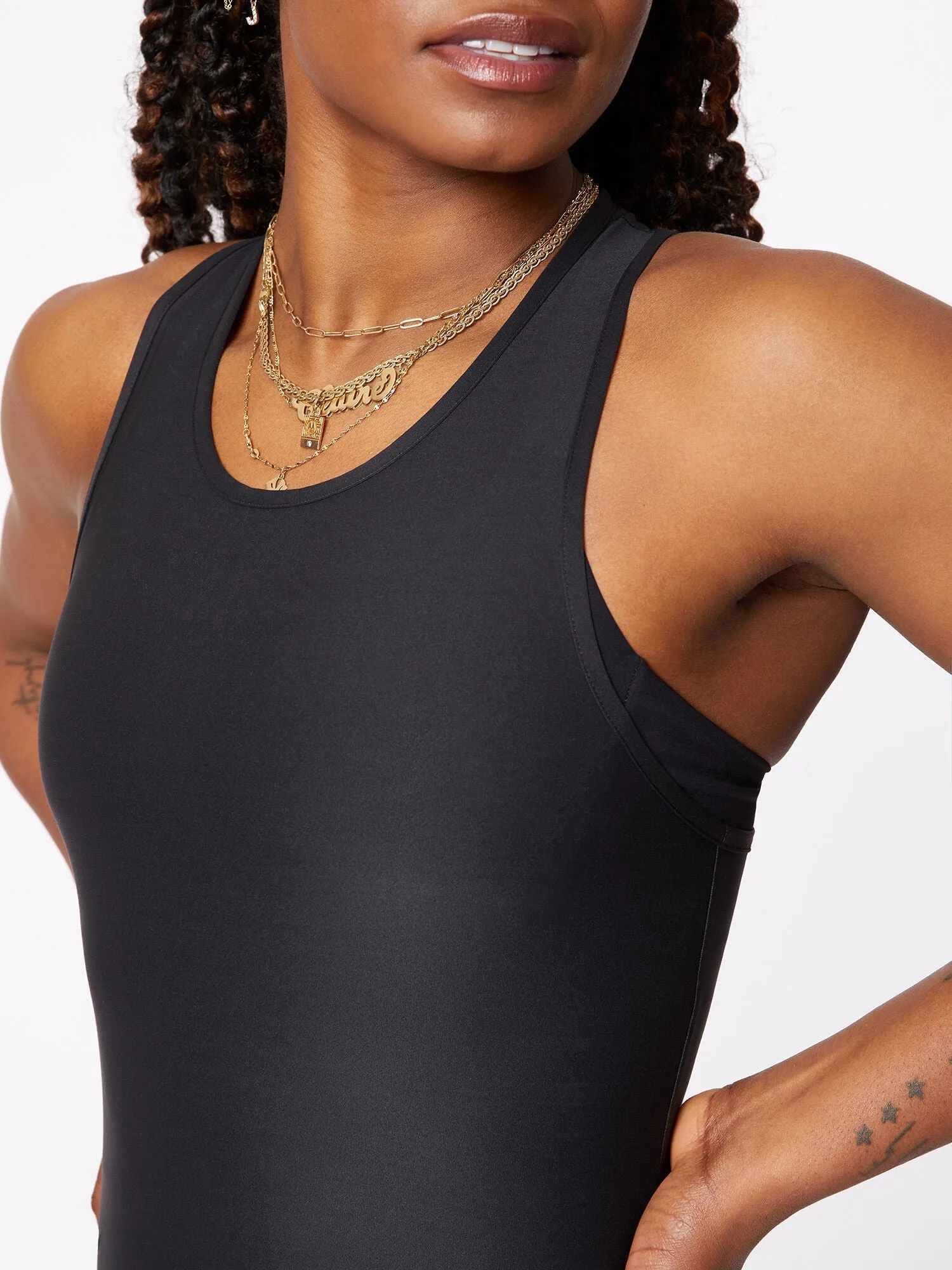 Cropped Performance Racer Tank | Black