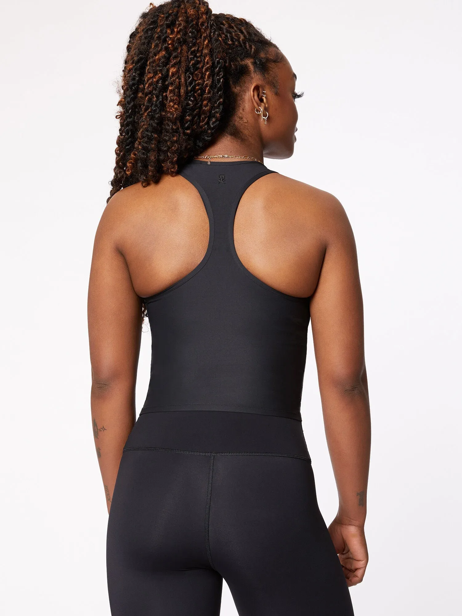 Cropped Performance Racer Tank | Black