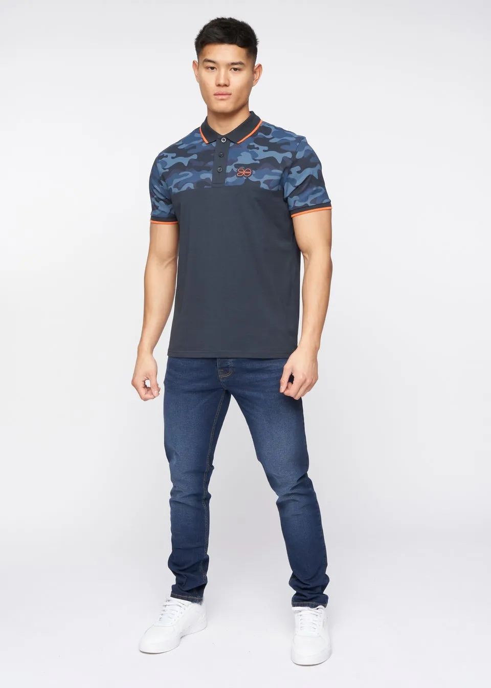 Crosshatch Navy Brightling Camo Polo