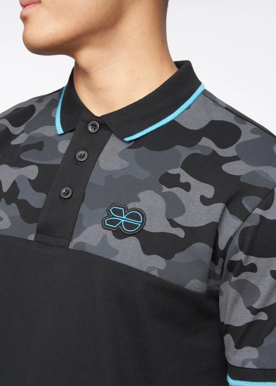 Crosshatch Navy Brightling Camo Polo