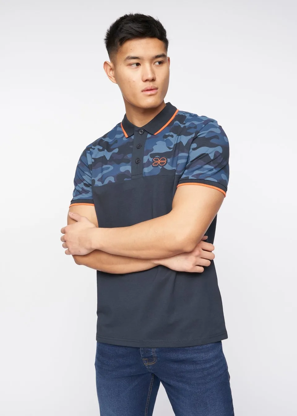 Crosshatch Navy Brightling Camo Polo