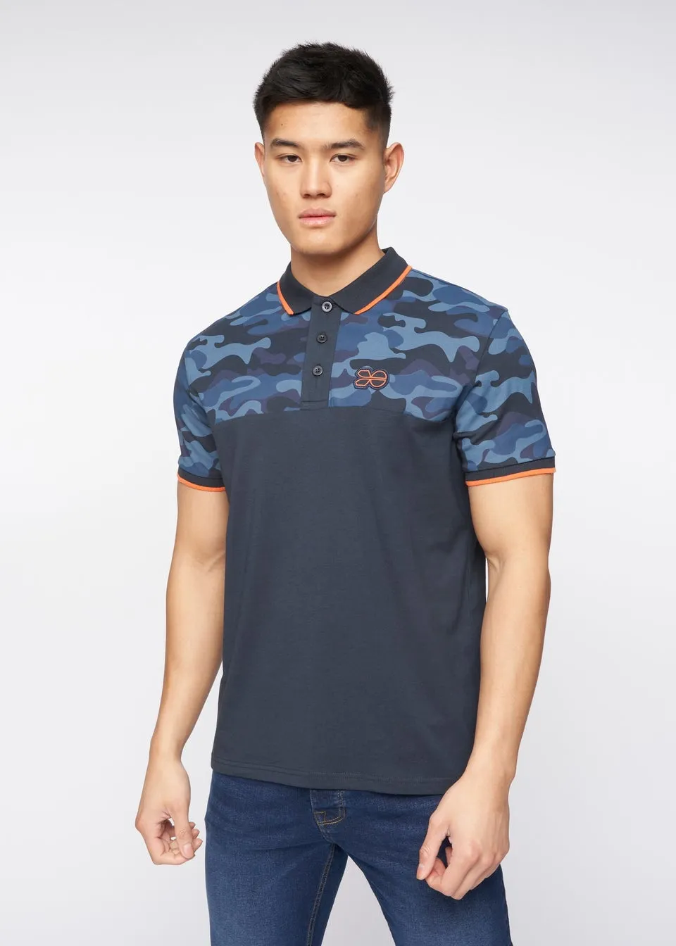 Crosshatch Navy Brightling Camo Polo