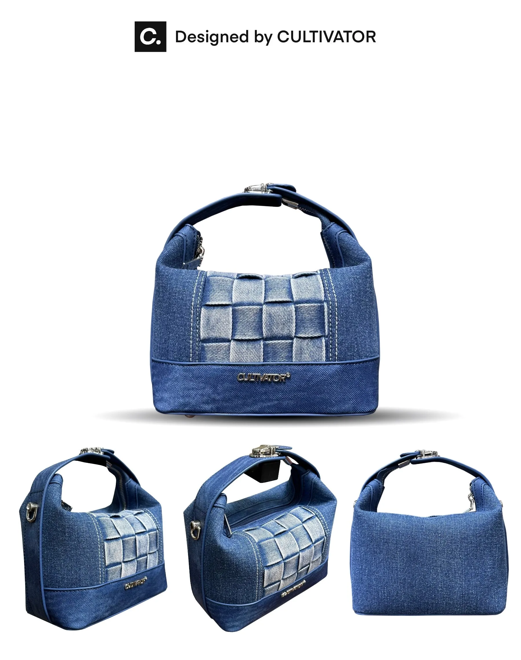 Cultivator Wash Denim Panels Woven Mini Handbag