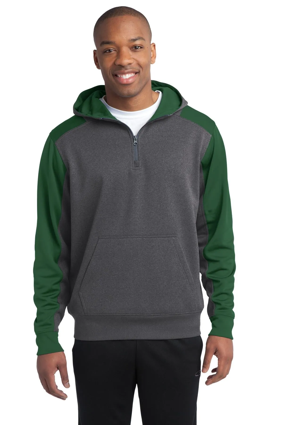 Custom Embroidered - Sport-Tek  Tech Fleece Colorblock 1/4-Zip Hooded Sweatshirt. ST249