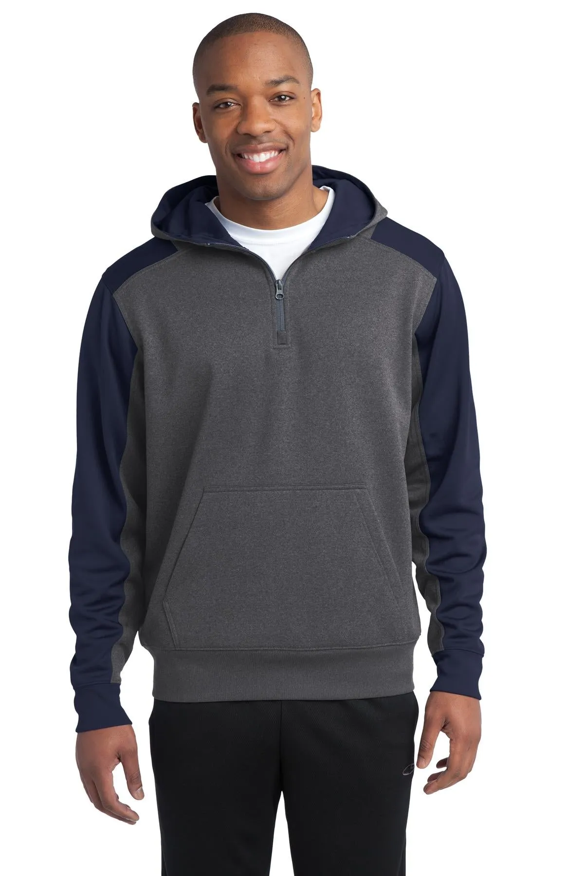 Custom Embroidered - Sport-Tek  Tech Fleece Colorblock 1/4-Zip Hooded Sweatshirt. ST249