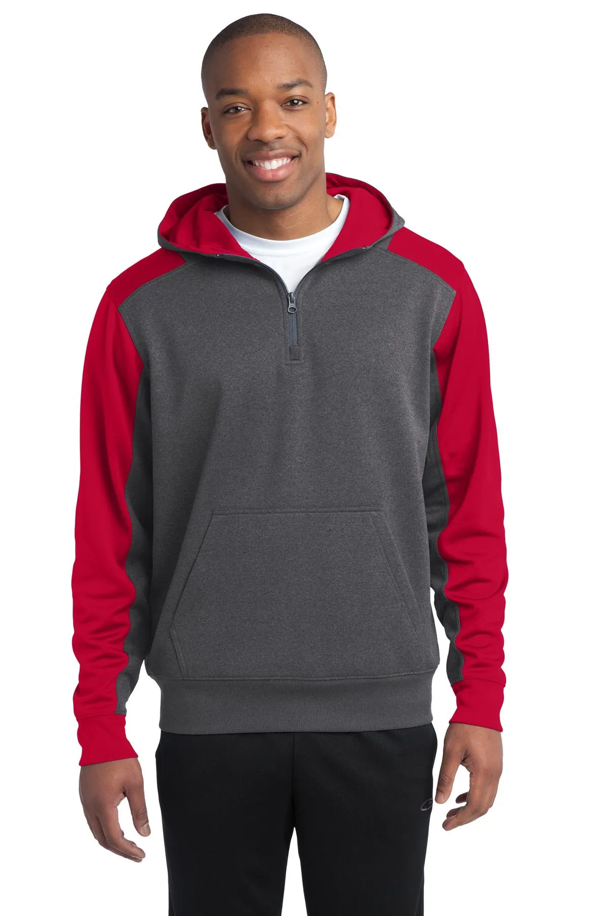 Custom Embroidered - Sport-Tek  Tech Fleece Colorblock 1/4-Zip Hooded Sweatshirt. ST249