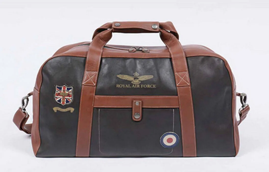 Dark brown royal air force bristol leather bag