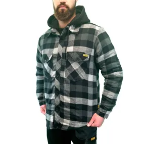 Dewalt Hemlock Lumberjack Hooded Jacket Black/Grey Quilted Check Size Large