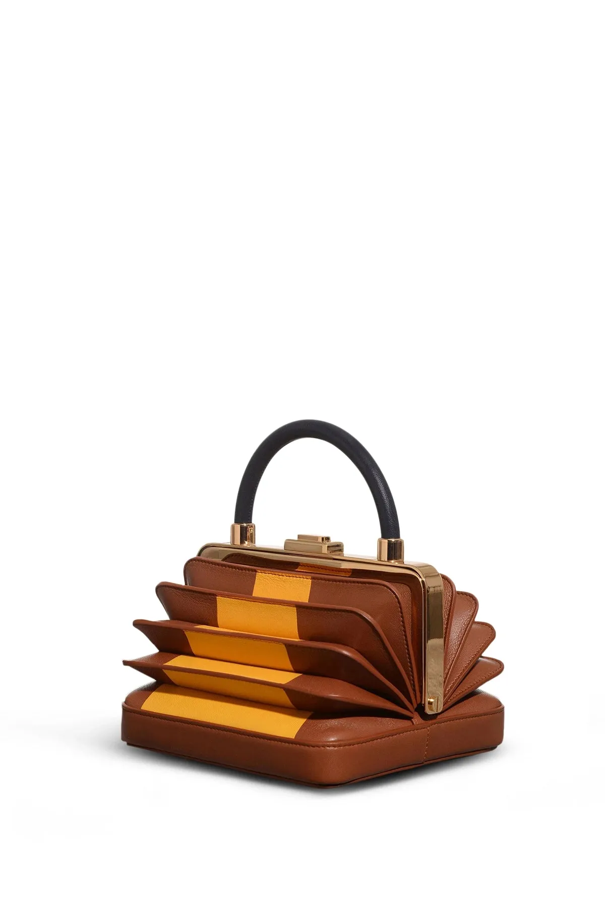 Diana Bag in Cognac, Yellow & Black Nappa Leather