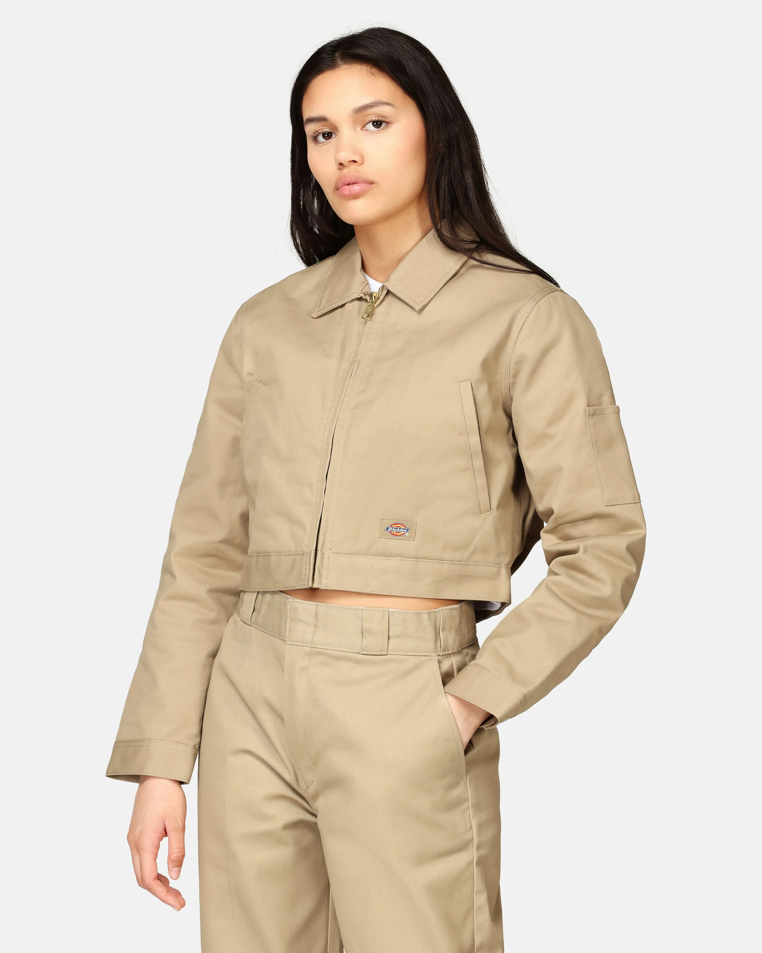 Dickies Jacket - Cropped Lined Eisenhower Khaki brown | Women | Junkyard