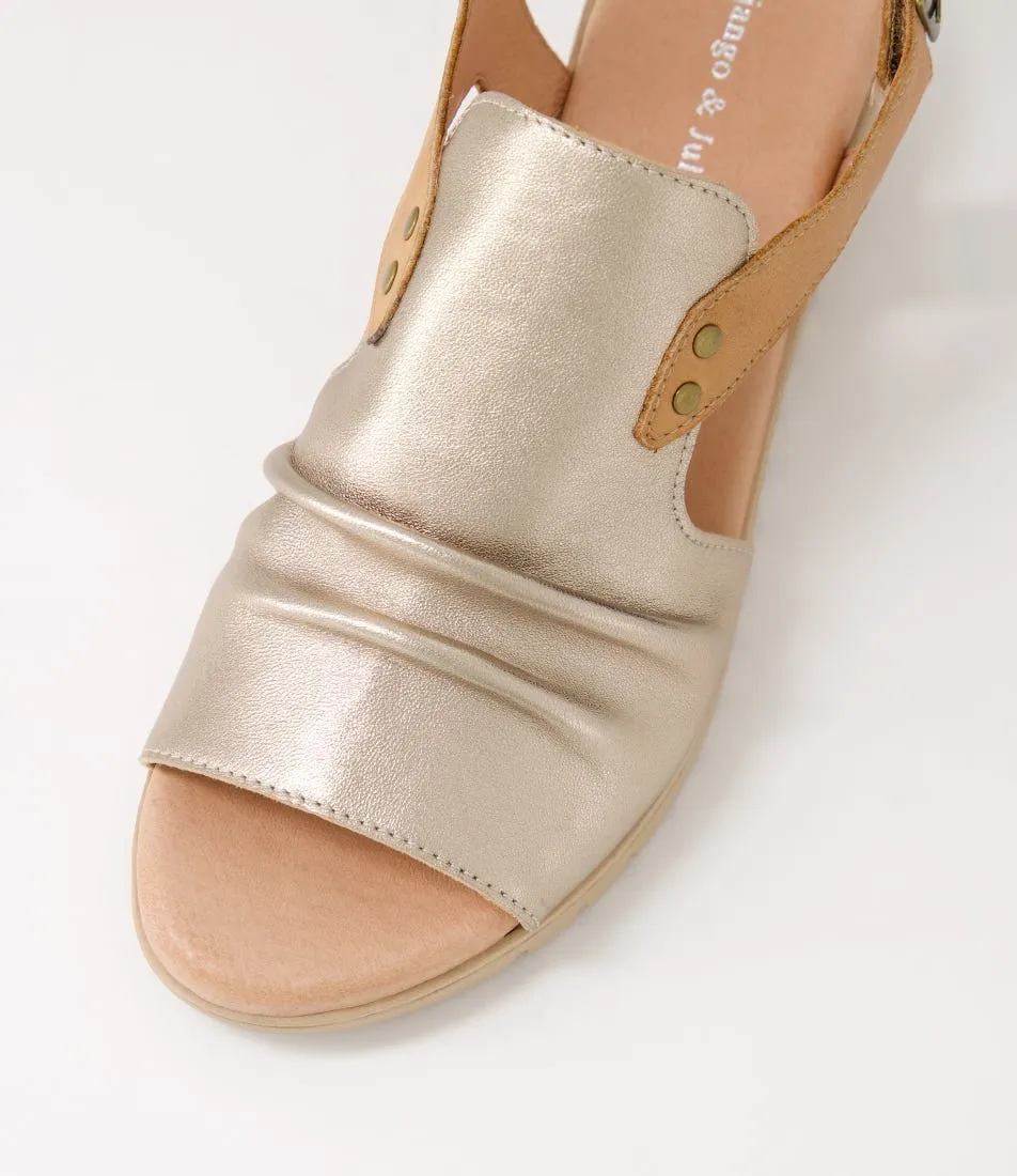 DJANGO & JULIETTE Madis Champagne Dark Tan Latte Leather Sandals