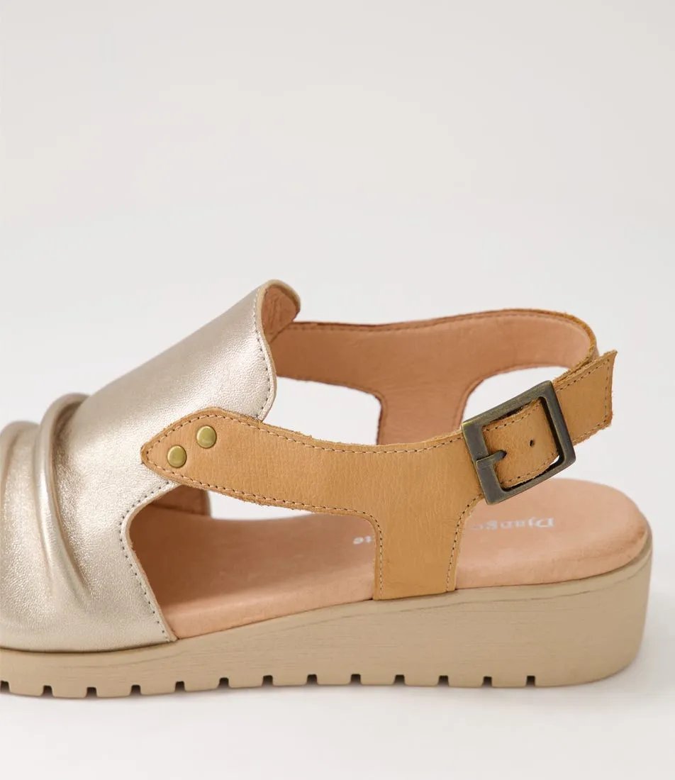 DJANGO & JULIETTE Madis Champagne Dark Tan Latte Leather Sandals