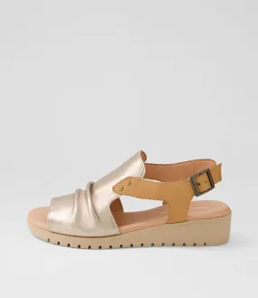 DJANGO & JULIETTE Madis Champagne Dark Tan Latte Leather Sandals