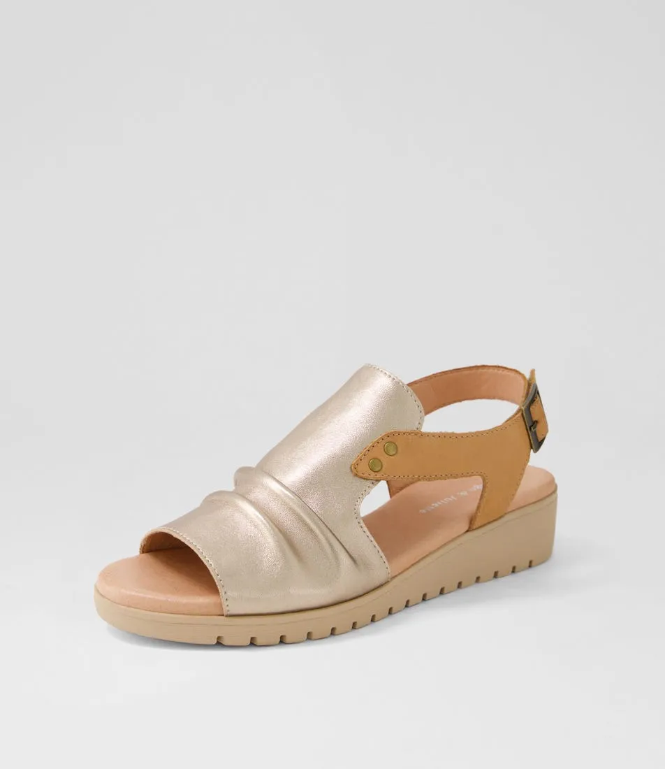 DJANGO & JULIETTE Madis Champagne Dark Tan Latte Leather Sandals