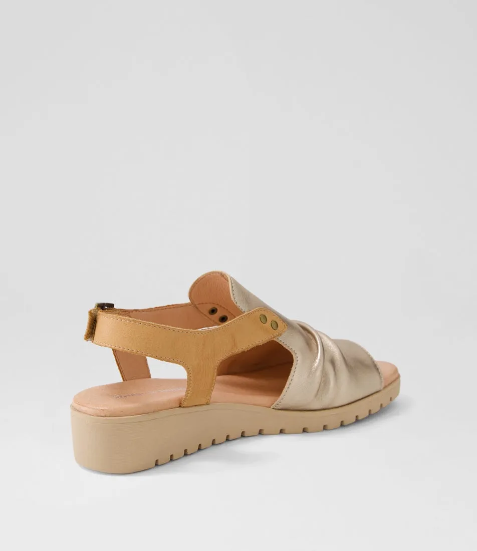 DJANGO & JULIETTE Madis Champagne Dark Tan Latte Leather Sandals